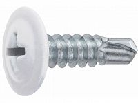 Саморез 4.2х19 мм с прессшайбой, цинк, со сверлом, RAL 9003 (50 шт в зип-локе) STARFIX (цвет сигнальный белый)