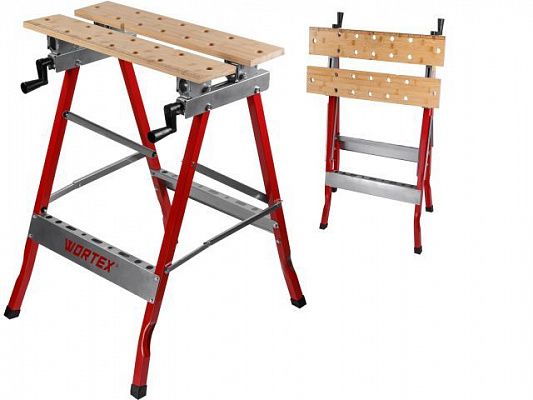 Верстак складной WORTEX WB 1060 в кор. БАМБУК, 605x640x800 мм, регулировка столешницы (нагрузка до 150 кг, масса 5,3 кг)