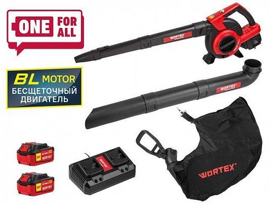 Аккум. воздуходувка WORTEX BB 2536 D ALL1 XLT SET БЕСЩЁТ.ДВИГ., 18В+18В, 2акб, 4 Ач, макс.объём.7