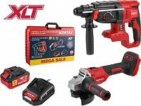 Набор аккум. инструмента WORTEX перфоратор + ушм в чем. ALL1 XLT SET СКИДКА -17% (Аккум. перф. WORTEX CRH 1824-2 + Аккум. УШМ WORTEX LX CAG 1812-1 E + 1 АКБ 4А*ч + ЗУ 2 А)