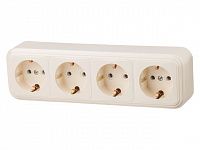 Розетка 4-ая (открытая, с/з) бежевая, Стандарт, Юпитер (RA 16-466 БЖ) (ЮПИТЕР)