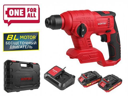 Аккум. перфоратор WORTEX CRH 1810 в чем. ALL1 XLT SET БЕСЩЕТ., 18 В, 1.2 Дж, 20 мм, 2х2 А*ч (18.0 В, БЕСЩЕТОЧНЫЙ, , 1.2 Дж, вес 1,14 кг)