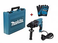 Перфоратор MAKITA HR 2470 в чем. + АКЦИЯ перчатки PGH-190280-XL (780 Вт, 2.7 Дж, 3 реж., патрон SDS-plus, вес 2.4 кг)