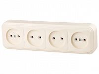 Розетка 4-ая (открытая, б/з) бежевая, Стандарт, Юпитер (RA 16-464 БЖ) (ЮПИТЕР)