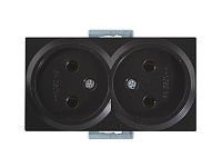 Розетка 2-ая (скрытая, б/з, керамика) черная, RITA, MUTLUSAN (16 A, 250 V, IP 20)