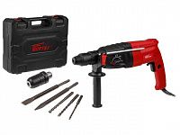 Перфоратор WORTEX RH 2829 в чем. + (2 зубила, 3 сверла) 900 Вт, 3.2 Дж, 28 мм, 4 режима, SDS-plus, Б (вес 3.4 кг)