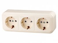 Розетка 3-ая (открытая, с/з) бежевая, Стандарт, Юпитер (RA 16-365 БЖ) (ЮПИТЕР)