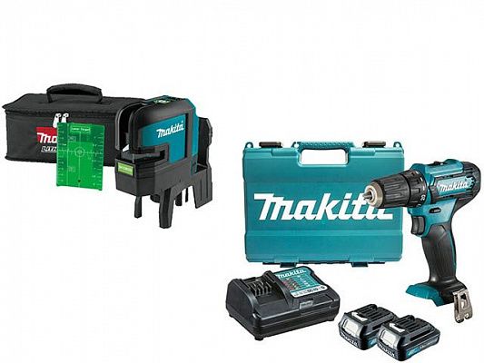 Нивелир лазерный MAKITA SK 106 GDZ в сумке + АКЦИЯ(дрель-шуруповерт) (проекция: крест, до 35 м, +/- 0.30 мм/м, резьба 1/4")