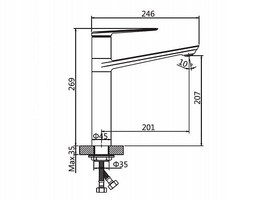 Смеситель для кухни (Lt) D35, серия BEN AV Engineering