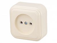 Розетка 1-ая (открытая, б/з) бежевая, Стандарт, Юпитер (RA 16-131-БЖ) (ЮПИТЕР)