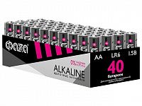Батарейка 40шт (коробка) AA LR6 1,5V Alkaline LR6A-P40  ФАZА Alkaline Pack-40 (40 батареек в коробке (20 спаек по 2 шт))