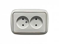 Розетка 2-ая (скрытая, б/з) белая, Гармония Люкс, BYLECTRICA