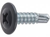 Саморез 4.2х16 мм с прессшайбой, цинк, со сверлом, RAL 7024 (50 шт в зип-локе) STARFIX (цвет графитово-серый)