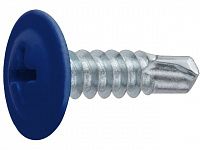 Саморез 4.2х16 мм с прессшайбой, цинк, со сверлом, RAL 5002 (50 шт в зип-локе) STARFIX (цвет ультрамариново-синий)