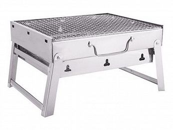 Мангал-барбекю складной с решеткой, 350x275x205 мм, нерж. сталь Мангал-барбекю складной с решеткой, 350x275x205 мм, нерж. сталь