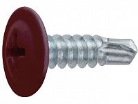 Саморез 4.2х16 мм с прессшайбой, цинк, со сверлом, RAL 3011 (50 шт в зип-локе) STARFIX (цвет коричнево-красный)