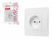 Розетка 1-ая (скрытая, б/з) белая, Steen, LEIDEN ELECTRIC