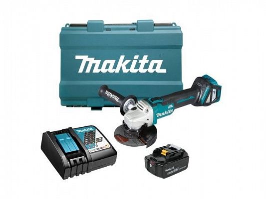 Аккум. углошлифмашина MAKITA LXT DGA 511 RT кейс MakPac 2 (18.0 В, 1 акк., 5.0 А/ч, Li-Ion, диск 125х22.2 мм, вибро)