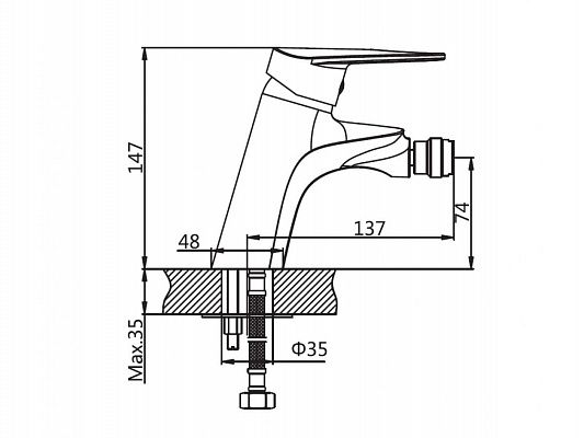 Смеситель для биде (Lt) D40, серия CID AV Engineering (С коротким изливом)
