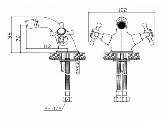 Смеситель для биде (Lt) вентильный, серия QNM AV Engineering (С коротким изливом)