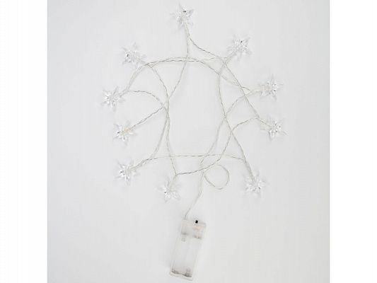 Гирлянда светодиодная <Звездочки> 1.5 м, 10 LED, прозрачный ПВХ, теплый белый NEON-NIGHT (Применяется для эксплуатации в помещении. Класс защиты 2, IP