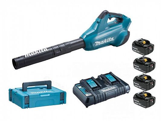 Аккум. воздуходувка MAKITA LXT DUB 362 Z + АКЦИЯ (4 аккумулятора и зарядное в комплекте) (18.0 В, 804 м3/ч, 54 м/с, вес 3.5 кг)