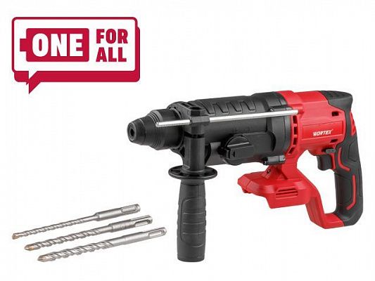 Аккум. перфоратор WORTEX CRH 1824 в кор. ALL1 XLT (18.0 В, 3 РЕЖИМА, БЕЗ АККУМУЛЯТОРА И ЗУ, 2.4 Дж, вес 2.6 кг,)