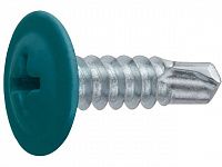 Саморез 4.2х16 мм с прессшайбой, цинк, со сверлом, RAL 5021 (50 шт в зип-локе) STARFIX (цвет водная синь)