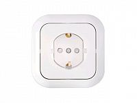 Розетка 1-ая (скрытая, с/з, со шторками) белая, Гармония, Bylectrica