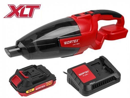 Аккум. пылесос WORTEX CVC 1860 в кор. SET ALL1 XLT 18 В, автомобильный, 1х2А*ч (18 В, автомобильный, С АКБ 2 А*ч и ЗУ 2 А, 600 мл, 8 кПа, 11.7 л/с)
