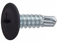 Саморез 4.2х19 мм с прессшайбой, цинк, со сверлом, RAL 9005 (50 шт в зип-локе) STARFIX (цвет черный янтарь)