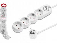 Удлинитель 1,5м (4 роз., 2,2кВт, с/з, выкл, ПВС 3х0,75) LEIDEN ELECTRIC