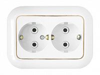 Розетка 2-ая (скрытая, с/з) белая, Гармония Люкс, BYLECTRICA