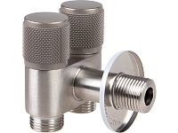 Кран вентильный угловой 1/2" нар. Х 1/2" нар. Х 1/2" нар. установочный, AV Engineering (Нерж. сталь, макс.  16 бар, макс.  110 °С)