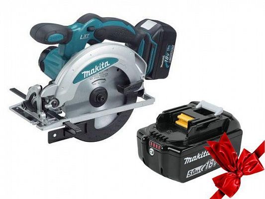 Аккум. циркулярная пила MAKITA LXT DSS 610 RFE в чем. + АКЦИЯ (BL1850B 1 шт.) (18.0 В, 3 акк., 3.0 А/ч, Li-Ion, 165х20 мм, до 57 мм)