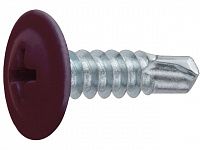 Саморез 4.2х19 мм с прессшайбой, цинк, со сверлом, RAL 3005 (50 шт в зип-локе) STARFIX (цвет винно-красный)