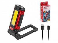 Фонарь светодиодный аккумуляторный Wortex CF 1840 в кор. 180-400 Лм, 8 режимов, магнит (5 В, 1,8 Ач, складная конструкция, может выступать как Power-bank)