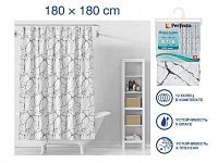Шторка для ванной (12 колец в комплекте), 180x180 см, Secret, белый мрамор, PERFECTO LINEA (Материал: ПЭВА)