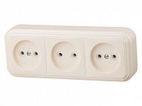 Розетка 3-ая (открытая, б/з) бежевая, Стандарт, Юпитер (RA 16-363-БЖ) (ЮПИТЕР)