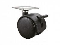 Опора колёсная d-50мм на площадке с фиксатором, пластмасса STARFIX