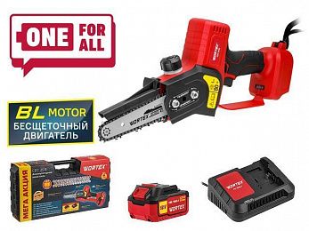 Аккум. мини-пила WORTEX CEC 2518 ALL1 XLT в чем. ALL1 XLT SET БЕСЩЕТ., 18 В, 10 см, 1х4 А*ч (шина 10 см (4"), 1/4", 3 мм)