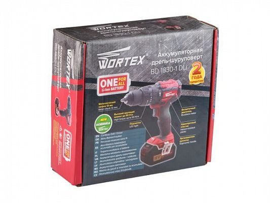Аккум. ударная дрель-шуруповерт WORTEX BD 1830-1 DLi в кор. (18.0 В, БЕЗ АККУМУЛЯТОРА И ЗУ, 2 скор., 60 Нм, шурупы до 11 мм, бесщёточный двигатель)