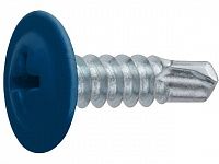 Саморез 4.2х19 мм с прессшайбой, цинк, со сверлом, RAL 5005 (50 шт в зип-локе) STARFIX (цвет сигнальный синий)