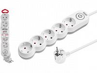 Удлинитель 3м (5 роз., 3,5кВт, с/з, выкл, ПВС 3х1,5) LEIDEN ELECTRIC