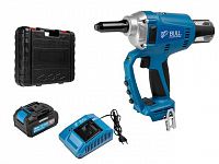 Аккум. заклепочный пистолет BULL CRG 1018 в чем. XLTpro, БЕСЩЕТ., 25 мм, 10000 Н, 1х4 А*ч (2.4, 3.2, 4.0, 4.8 мм, вытяжные, подсветка)