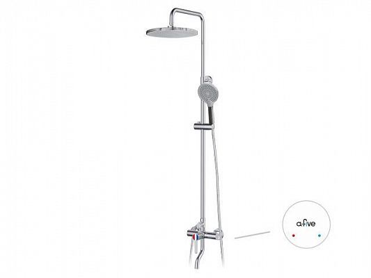Душевая система (Lt) D35, серия Lotus хром, a-five (На стену, Короткий излив, Троп. душ: вынос 451 мм, диаметр 200 мм.)