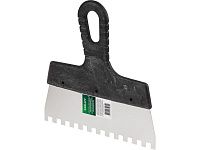 Шпатель фасад. зубчат. нерж.  350мм зуб 10х10 ВОЛАТ (для клея, гребенка)