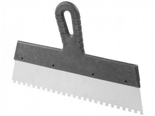 Шпатель фасад. зубчат. нерж.  300мм зуб 6х6 STARTUL MASTER (ST1004-3006) (для клея, гребенка)