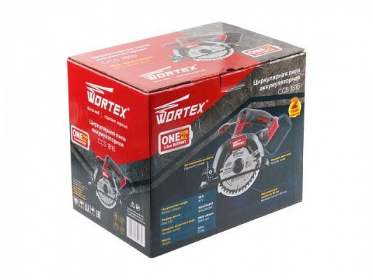 Аккум. циркулярная пила WORTEX CCS 1816 в кор. ALL1 (18.0 В, БЕЗ АККУМУЛЯТОРА И ЗУ, 165х20 мм, до 55 мм)
