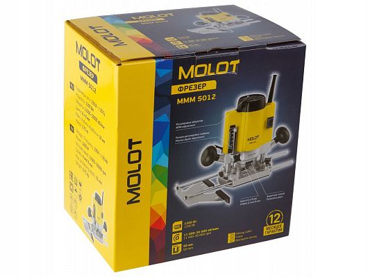 Фрезер MOLOT MMM 5012 в кор. (1200 Вт, 11000-30000 об/мин., Макс.глубина 50 мм, цанги 6 и 8 мм, рег.об.)